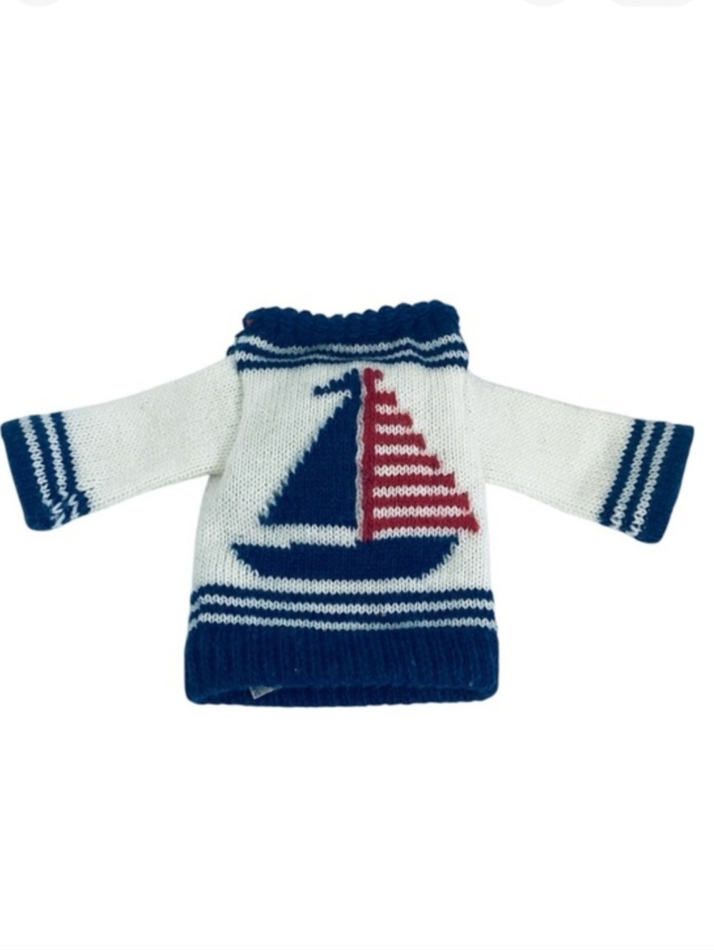 🦄 Knitted Teddy Bear Nautical Sweater with Sailboat Design